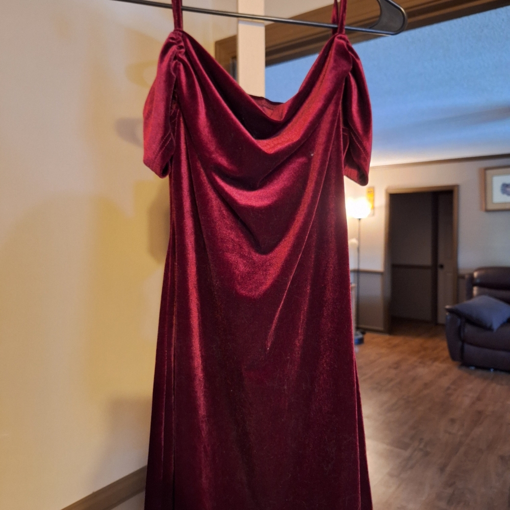 Elegant Burgundy Velvet Dress